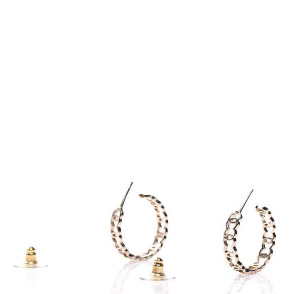 Chanel 21A Gold Metal Interlocking CC Logo Dangle Drop Statement Hoop Earrings - Picture 7 of 12
